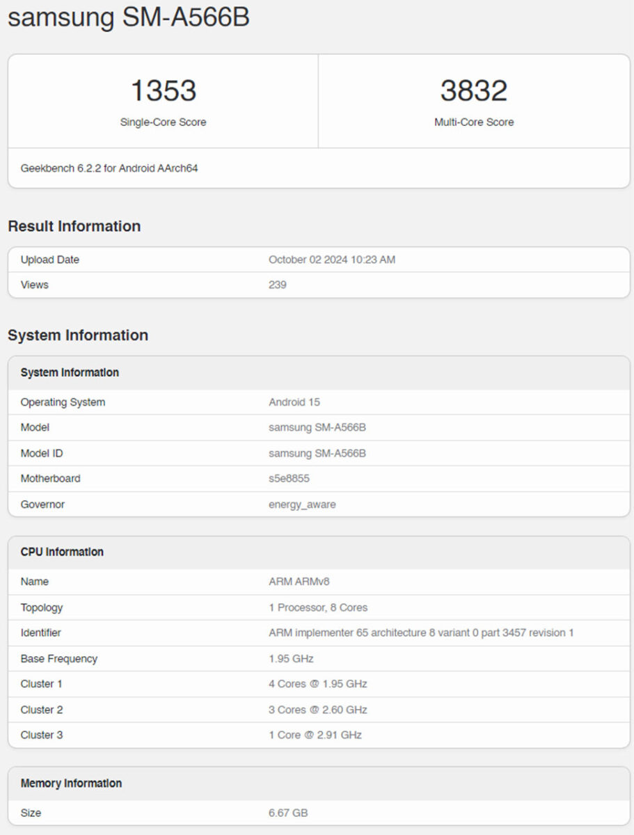 samsung galaxy a56 exynos 1580