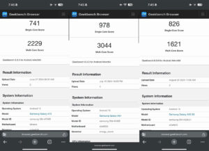 samsung galaxy a73 a54 a53 one ui 7.0 android 15 geekbench