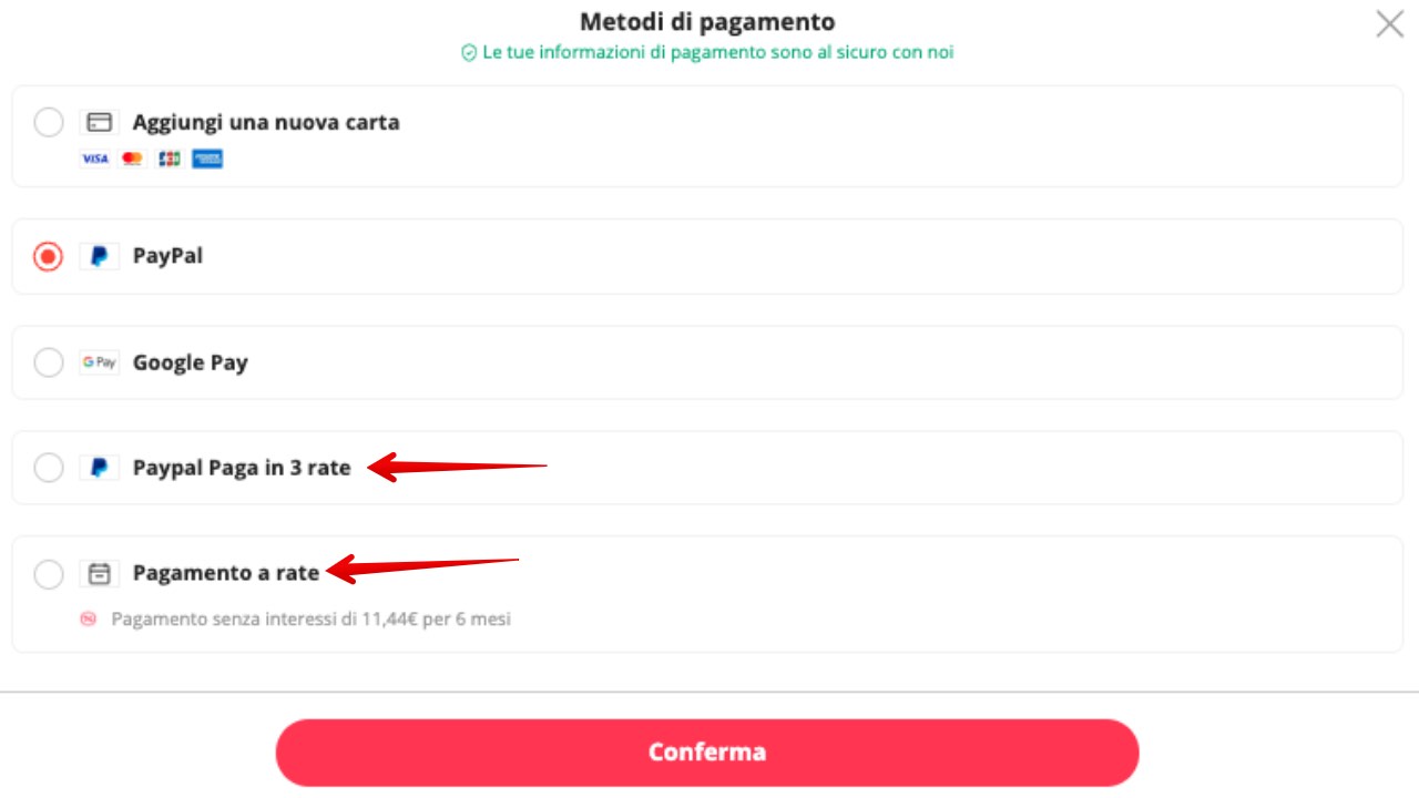 pagamento a rate con aliexpress