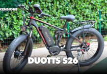 Recensione duotts s26 mountain bike fat doppio motore 700w potenza salite ammortizzatori prezzo sconto economica italia