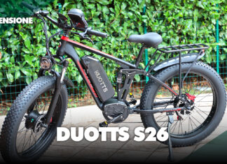 Recensione duotts s26 mountain bike fat doppio motore 700w potenza salite ammortizzatori prezzo sconto economica italia