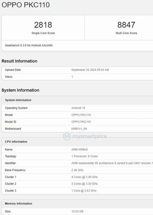 OPPO Find X8 Pro Geekbench-1