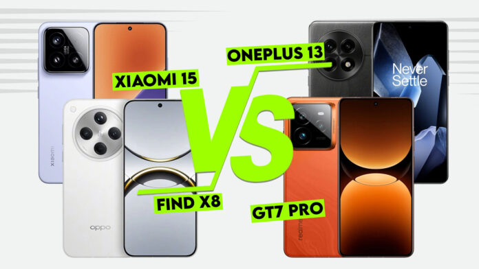 xiaomi 15 vs oppo find x8 vs oneplus 13 vs realme gt7 pro